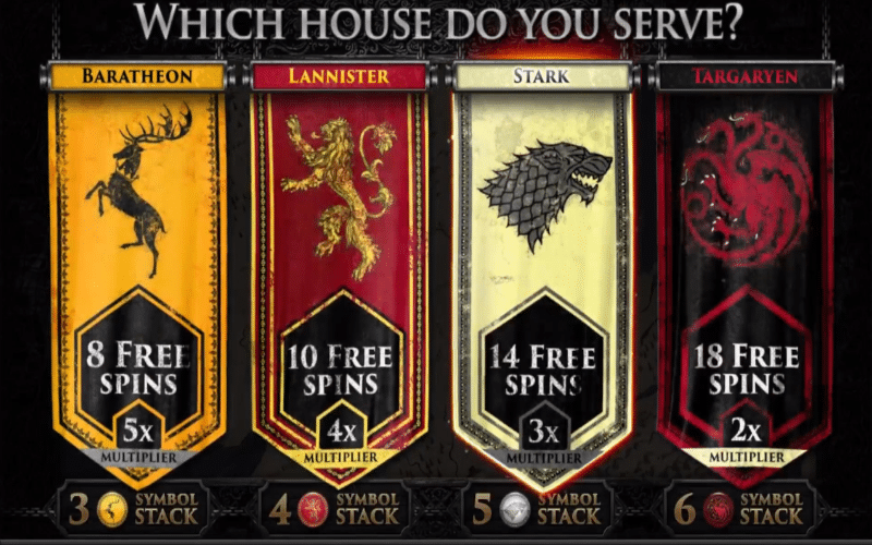 Free Spins round in Game of Thrones