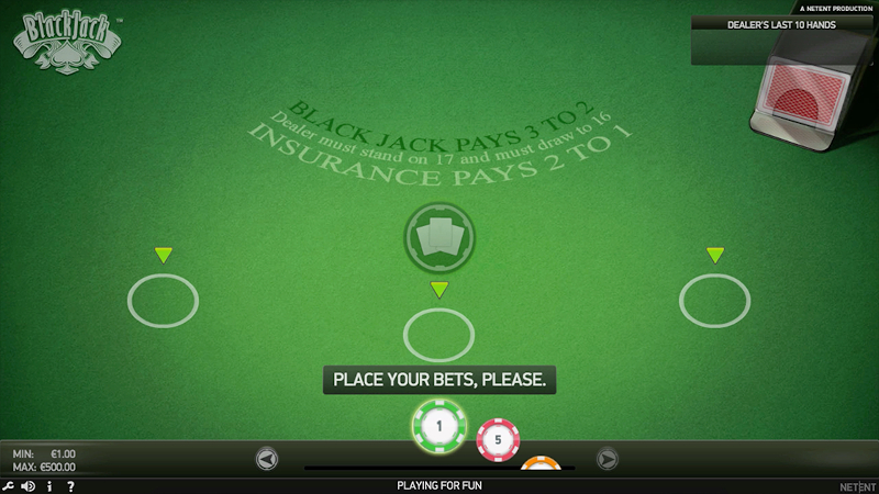 Online Blackjack table