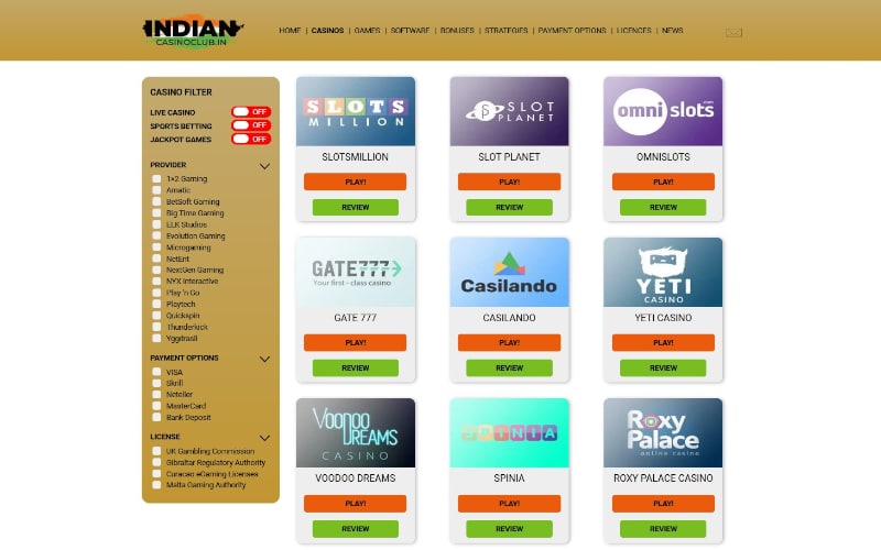 Indian Casino Club recommended casinos