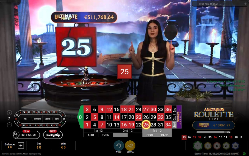 Age of the Gods Live Roulette