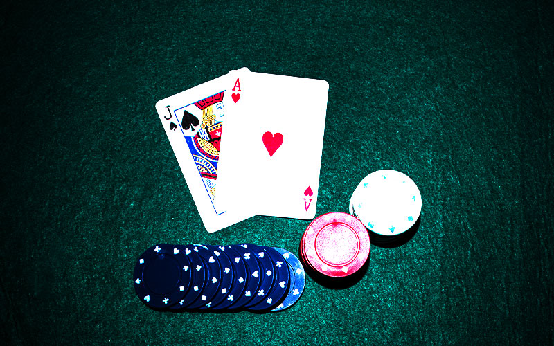 Blackjack cards and chips
