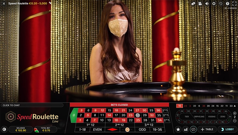 Live Speed Roulette gameplay