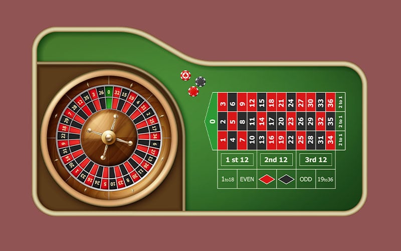 Roulette wheel on a table