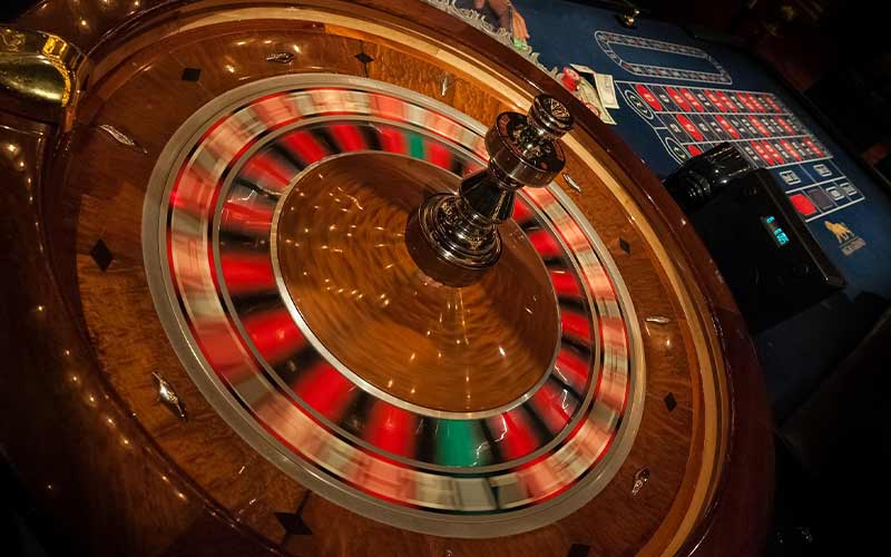 Spinning roulette wheel