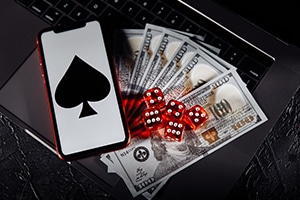 Gambling money on laptop