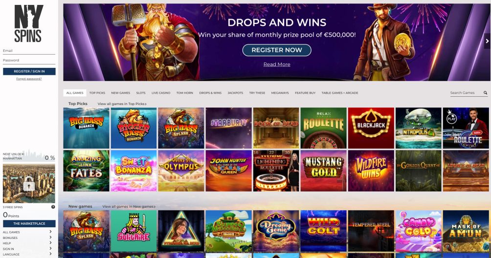 ny spins casino screenshot