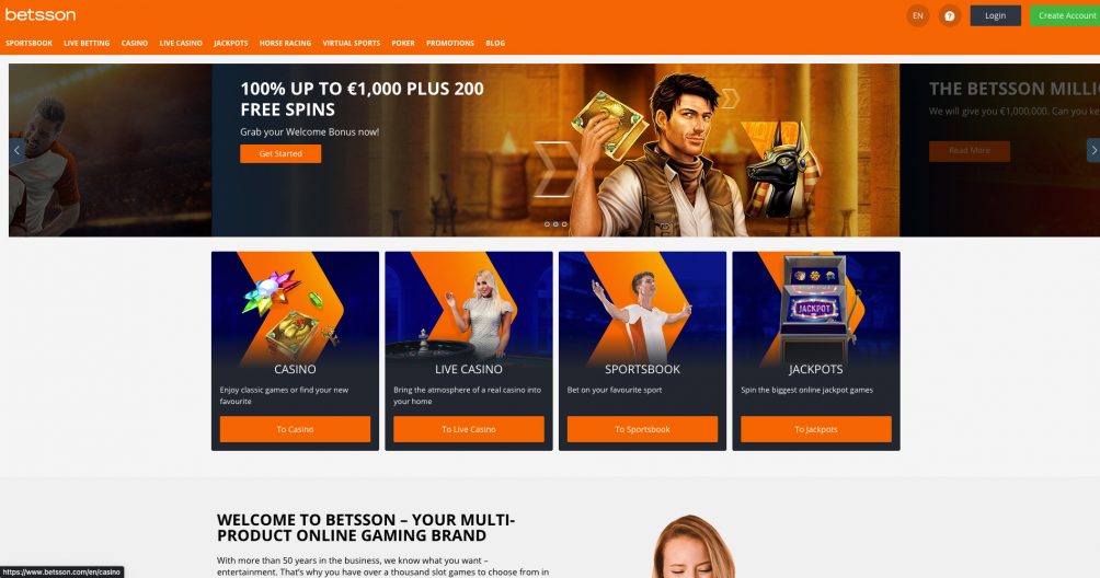 Betsson casino screenshot