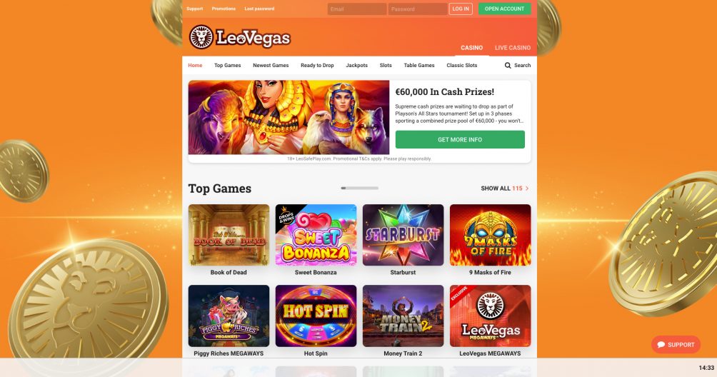 LeoVegas casino screenshot